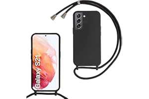 MBSLFY Silikon Handykette für Samsung Galaxy S21 Hülle mit Band,Verstellbarer Halskette Handyhülle,Necklace Hülle mit Band, Handyhülle für zum Umhängen,Case mit Schnur,Schwarz