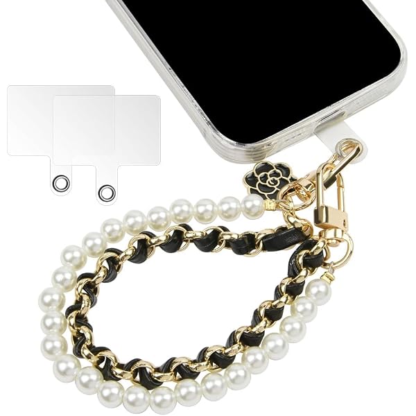 Telefon-Lanyard Mit Silikonperlen – Elastische Handgelenkschlaufe Für Smartphones, Inkl. 2 Halte-Pads