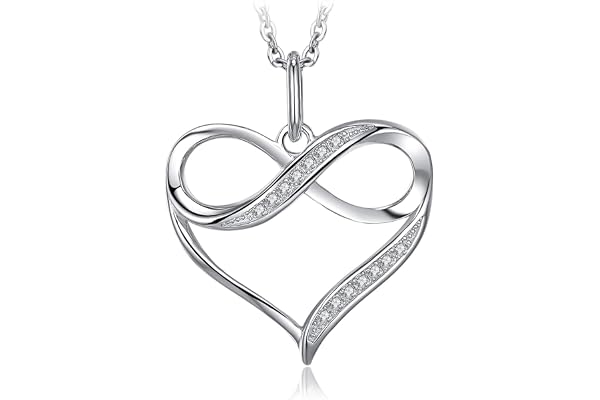 JewelryPalace Love Heart Infinity-Hänge Med Zirkonia-Sten 45cm, Kedjor Silverhalsband Damer Silver 925 Halsband Damer, Kedjor