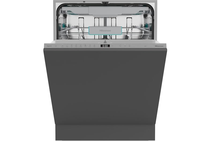 Hisense HV16A Built-in Dishwasher, 16 Places, Third Flexible Basket, 8 Programs, Silent Inverter Motor, Intensive Clean Zone, Touch Control, 43 dB, Class A