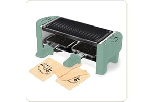 LITTLE BALANCE 8746 Raclette Duo Meuuh...!, Appareil à raclette 1/2 personnes, Grill amovible, 2 spatules +2 planchettes, Revêtement anti-adhésif, 320 W, Sapin