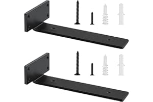 YFCVIP Heavy-Duty Scaffold Board Shelf Brackets 30cm, 2 PCS Metal Floating Shelf Brackets, Industrial Wall Mounted Shelf Support for Floating Shelves | Black