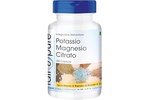 Fair & Pure® - Potassio e magnesio in capsule - Citrato di magnesio e citrato di potassio - Vegan - Minerali essenziali - 180 Capsule