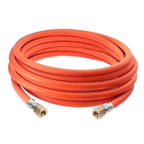 DOMINOX Industrial Gas Hose 500 cm with Clamp 2 x 1/4 Inch lks, Propane/Butane Gas Hose 5 m G1/4 Inch x G1/4 Inch