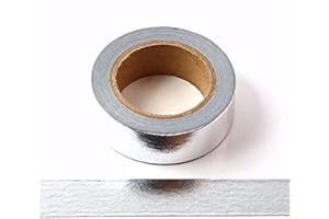 SYNTEGO Nastro adesivo decorativo Washi in lamina, tinta unita, autoadesivo, 15 mm x 10 metri (argento bianco, con stelle)