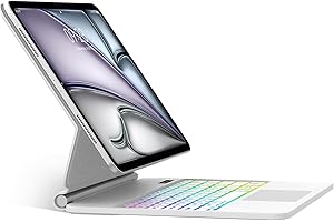 SENGBIRCH Magic Clavier pour iPad Air 13" M3 2025/M2 2024 - AZERTY Français Bluetooth Clavier avec pavé Tactile, Design magnétique Flottant Magic Keyboard, Coque pour iPad Pro 12.9 6e 5e 4e Gén, Blanc