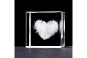 Mogokoyo 3D Love Heart K9 Glass Cloud Paperweight Cube Crystal Laser Engraving Figurines Souvenirs Crafts Decoration Ornaments with Gift Box