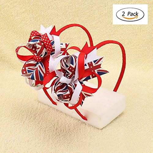 2 PCS British flag Headbands Bowknot – Zikken Hand Made Girls Bow Tie Hair Accessories, Hair bands Gifts for Kids