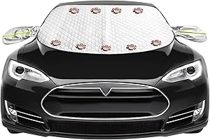 ihaspoko Copri Parabrezza per Auto, Copertura per Parabrezza si Attacca Tramite Magneti, Crema per Capote Pieghevole e Staccabile, SUV Compatto e Parabrezza e Parasole per Auto