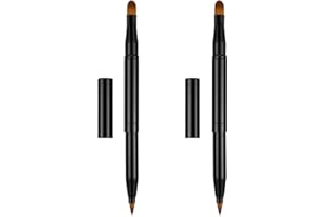 Falliny einziehbarer Lippenpinsel, 2-in-1 Reiselippenpinsel, doppelseitiges Ende, Lippen-Concealer, Make-up-Pinsel mit Kappe, Lidschatten-Make-up-Pinsel (2 Stück)