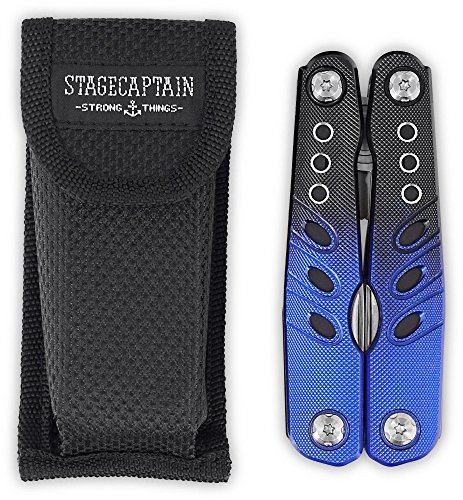 Stagecaptain Corsair Multitool (Outdoor Multifunktionswerkzeug mit 14 Werkzeugen, Zange, Taschenmesser, Schraubenzieher, Flaschenöffner, Säge, Ahle, Bohrer, Feile, Aluminium/Edelstahl) blau - 6