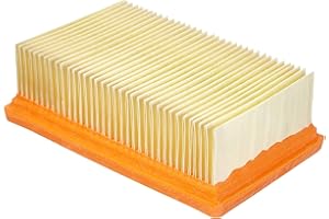 Kärcher Filtre de Rechange Plissé Plat 2.863-005.0 pour Aspirateur Karcher WD4 WD6 KWD4 KWD6, 16L x 10l x 4,70H cm, Beige, Orange.