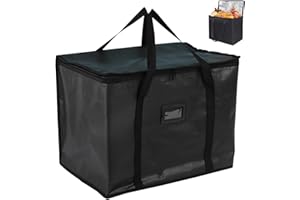 FYKZQWDS Food Delivery Bag, 10L Insulated Thermal Bag for Hot and Cold Food, Reusable, Grocery Shopping Bags, Picnic Bag, Ideal for Catering, Grocery Transport Food Delivery(Black)