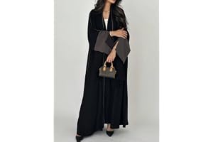 Women's Long Sleeve Abaya 2026trendy V Neck Split Sleeve Colorblock Relaxed Fit Modest Four Seasons Arabian Clothing