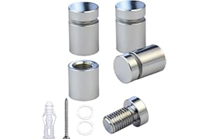 BESTANDOFF 4 Pcs Aluminum Standoff Fixings, Sign Standoff Screws Wall Mount Advertisement Fixings Bolts for Sign Displays, Sign Support Wall Mount (Polished Chrome(Electroplated), 12mm Dia x 12mm H)