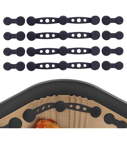 Produktbild von Magnete Für Airfryer Backpapier 12 Stück Airfryer Magnete Für Backpapier Hochtemperaturbeständige Air Fryer Magnet Silikon Schnalle Set Magnet Heißluftfritteuse Für Fixieren Von Backpapier (Schwarz