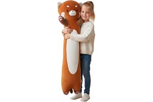 Aiuidun Giant Red Panda Plush Pillow - 35.4" Extra Long Stuffed Animal Body Pillow for Kids & Adults, Super Soft Huggable Red Panda Plushie Toy Gift for Christmas, Birthday, Halloween