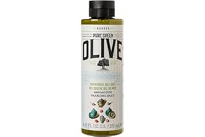 KORRES OLIVE SEA SALT gel doccia idratante per una pelle morbida, con olio extravergine di oliva e profumo di sale marino mediterraneo, vegano, senza siliconi e parabeni, 250 ml