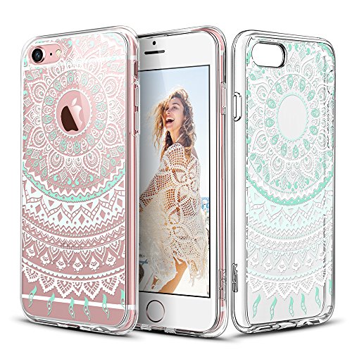 iPhone 6 Plus / 6S Plus Case, ESR Henna Mandala Floral Designer Hard
Shell Case [Clear Back Cover, Slim Fit, TPU Border] Flowers Printed
Thin Cute Design Vintage Retro Style for Girly Girls Women Apple iPhone
6 Plus/6S Plus (Mint Mandala)