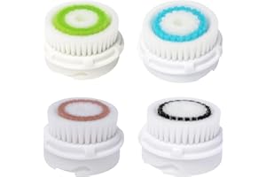 POWEKA Testine di ricambio compatibili con Clariso-nic Mia 1/2, Aria, Plus, Smart Profile – Sensitive & Deep Pore – 4 testine in nylon per una pulizia delicata e profonda dei pori