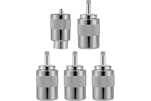 Vecys 5PCS PL259 UHF Mâles Connecteurs 50 Ohm Connecteur Mâle PL259 à Sertir Coax RF Adaptateur de Connecteur pour Câble Coaxial RG-213 VLMR-400 RG8 RG59 à Faible Perte