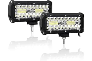 Willpower 2PCS Barra Led 4x4 7 pulgadas 18cm 120W Barra de Luz LED 12V 24V IP67 Impermeable Largo Alcance Faro Led Trabajo Focos Led 6000k para 4x4 Tractor Coche Camion Barco Offroad