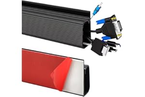 GOIYZTTR 2 Pezzi Copricavi per Parete Autoadesivo 2 x 15,7 Pollici di Gestione dei Cavi Sotto il Tavolo Nero per TV e Computer -15.7(L) x 0.9(W) x 1.97inch(H)