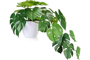 SOGUYI Pianta Finta Cadente 50cm Monstera Deliciosa Piante Finte da Interno Esterno con Vaso Plastica Pianta Artificiale per Decorazioni Balconi Casa Giardino Ufficio Moderna Design(1 pezzi)