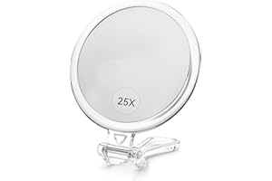 MIYADIVA Miroir grossissant 25xavec poignée, Miroir à Main,Utilisation pour grossissement,Miroir de Maquillage avec grossissement Double Face 25x1 x,Miroir grossissant pour Le Maquillage des Yeux