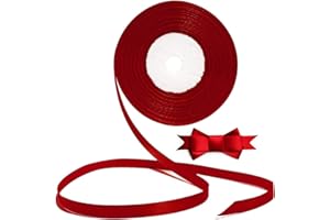 YOMIRO Creative Nastro Raso, Nastri Natalizi, Nastrino per Bomboniere, Nastro per Pacchi Regalo, Decorazioni Natalizie, Decorazioni per Feste, Matrimoni, Compleanni, Natalizi (22m x 10mm, Rosso)