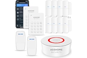 AGSHOME Alarme sans Fil, 13 Pièces WiFi Sécurité Système Cambrioleur 120DB,Kits pour la Maison,Extensible à volonté-Compatible avec Alexa, Google Assistant