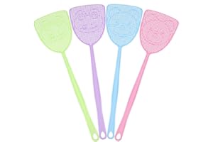 Chelory Fly Swatter, 4 Pack Plastic Fly Swat Set Insect Wasp Pest Control with Strong Handle Assorted Multi Colors Heavy Duty Swatters