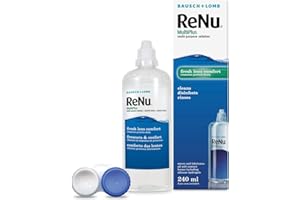 ReNu MultiPlus Multi-Purpose Contact Lens Solution, 240ml, for Soft Contact Lenses, Moisturise, Remove Protein, Clean, Disinfect, Lubricate, Rinse and Store Your Lenses, Lens Case Included