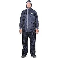 THE CLOWNFISH Sky One Men's Polyester Double Layer Waterproof Raincoat with Hood and Reflector Logo at Back for Night Travelling. Set of Top and Bottom Packed in a Storage Bag