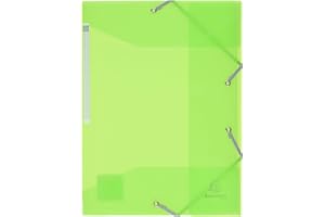 Exacompta - Réf. 55673E - 1 chemise à élastiques Iderama PP - pochette 3 rabats - en polypropylène semi-translucide et glossy - dimensions 24 x 32 cm pour documents au format A4 - couleur vert anis