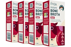 Freja Instant Beef Bone Broth | Beef | 100% Natural | Rich in Collagen, Protein & Amino Acids | Dairy & Gluten Free, 4 boxes (4 x 15g Sachets Per Box)