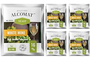 Alcomat Weinhefe Weißwein HAT 16% - Reinzuchthefe für Wein - Gärhefe für Wein Temperaturspanne von 15-35°C, 5 Stück