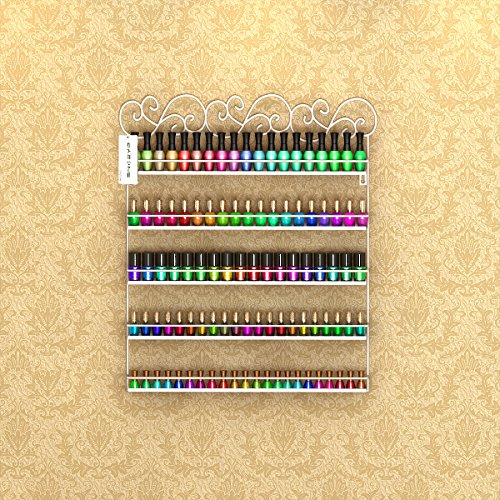 Wandregal mit 5 Ablagen für Nagellack oder ätherische Öle, hält 100 Flaschen Nagellack, zur Selbstmontage, weiß - 6