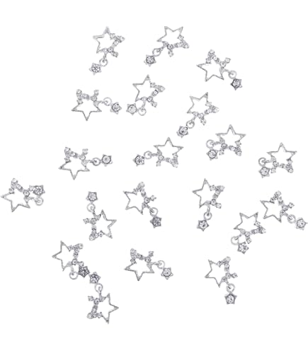 ASOMI 3D Stern Nagel-Charms Set – 400 Stück In Gold & Silber, Mit Pinzette Für Maniküre