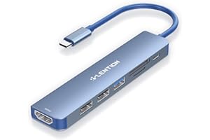 LENTION Hub USB C HDMI 4K@60Hz, PD 100W, Lector de Tarjetas SD/TF, USB 3.0 & 2.0, Adaptador USB C 7 en 1 para MacBook Pro 2025-2016, Nuevo Mac Air, Surface, iPhone 17 Plus Pro MAX y Más (Azul)