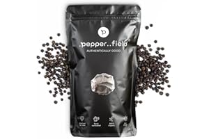 .PEPPER..FIELD Pepper Field Kampot Pepper Black - Premium Black Peppercorns Whole from Cambodia, Fresh & Flavourful, Whole Peppercorns for Grinder & Kitchen, Fair Trade, Ideal for Cooking & Grilling (250g)