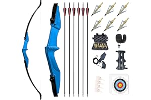 Monleap Archery 53" Takedown Recurve Bogen und Pfeile Set für Erwachsene Langbogen-Kit Gerader Bogen für die Linke und rechte Hand für Anfänger beim Jagdschießen