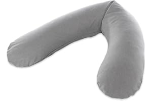 Theraline Cuscino originale per gravidanza e allattamento, imbottitura in microsfere sottili, rivestimento esterno melange grigio medio, collezione bambù, 190 cm