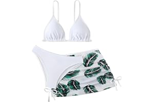 LYZOURBB Girls 3PCs Swimsuit Costume Bathing Suits Bikini Set with Floral Cover Up for Girls 8-13Years