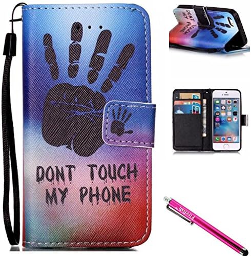 iPhone 5S Case, iPhone 5 Wallet Case, FIREF1SH [Kickstand] [Shock Proof] Double Protective Case Flip Folio Slim Magnetic Cover with Wrist Strap for Apple iPhone 5/5S/SE-Palm