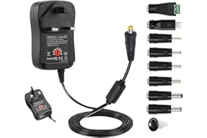 Shentian Universal Power Adapter AC Charger 12V 9V 7.5V 6V 5V 4.5V 3V 1000mA 1A 2A Multi Voltage DC Power Supply with 8 Selectable Adapter Tips for 3V-12V Household Electronics and LED Strip