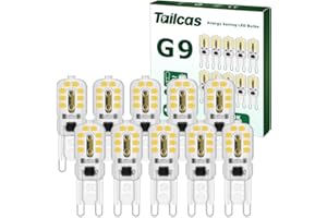 Tailcas Ampoule G9 LED 3W, Blanc Froid Non Dimmable 300LM 6000K AC/DC 220-240V, Equivalent 30W Halogène Lampe, pour Lustres, Lampes de Paysage, Appliques Murales, Éclairage d'armoire, Lot de 10