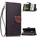 Produktbild Nokia / Microsoft Lumia 830 / N830 Lederoptik PU Leder Hülle (Frei 2 in 1 Ball Touch Pen) CaseHome Nature Blatt Etui Magnetverschluss Stil PU-Leder Brieftasche [Standfunktion] Deckel Klapptasche Schale Flip Foliant Schützende Haut Hüllen Mit Wallet Kartenfach Magnetverschluss Standfunktion Handytasche Taljereep Lanyard Strap Tragen Folio Tasche Schutzhülle(Schwarz Color)
