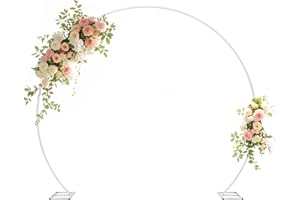Fiita Toile de Fond Ronde dorée de 2.4m avec Cadre pour Arche de Ballons, Grande Arche de Mariage pour Anniversaire, fête d'anniversaire, Saint-Valentin, cérémonie, décorations de Mariage, Tubes