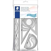 STAEDTLER Mars 569 Ultraflex Geometry Set - 4 Colors | Flexible Square with Ruler, Protractor &amp; Compass &ndash; Unbreakable for Sch